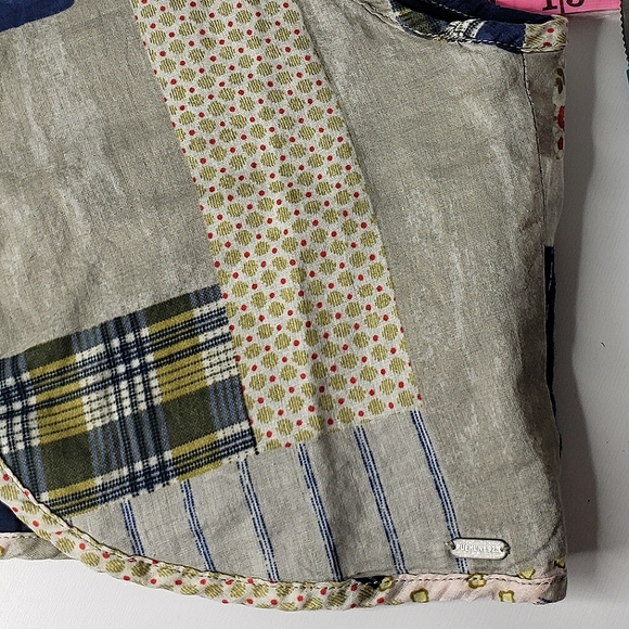 Ruehl Open Patchwork Print Boho Farm Cabin Hippie Cotton Girl's Vest Small - Picture 4 of 14